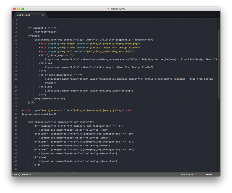 expressionengine code in sublime editor