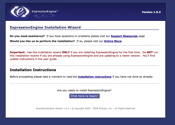 ExpressionEngine Installation Wizard