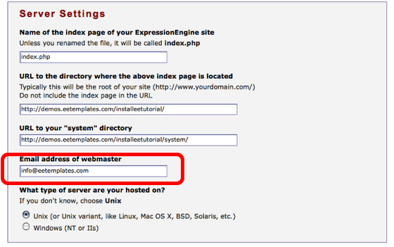 ExpressionEngine hosting server settings